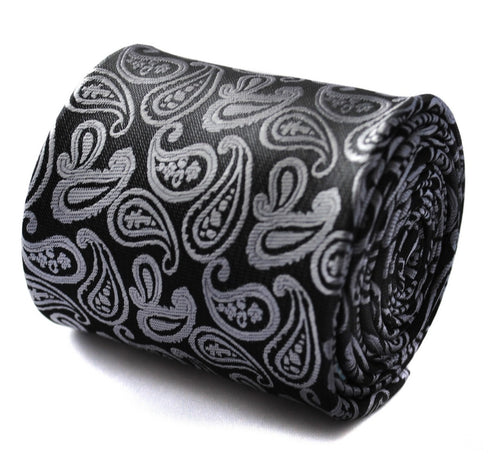 black and silver paisley design tie